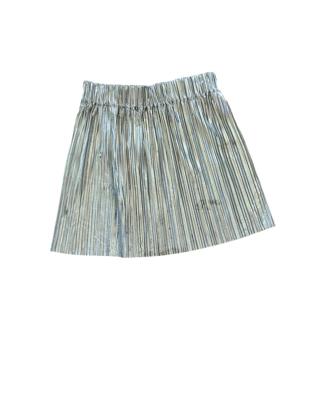 Women's Metallic Pleated A-Line Skirt in Silver